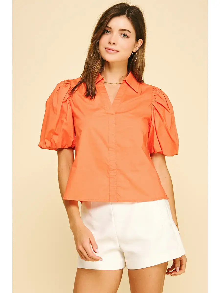 BUBBLE SLEEVE BLOUSE