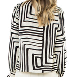 ABSTRACT PRINT LSLV VNECK TOP