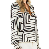 ABSTRACT PRINT LSLV VNECK TOP
