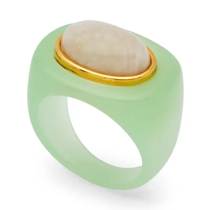 AQUA RESIN RING MOONSTONE