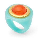 TORQUOISE RESIN RING ORG QUARTZ