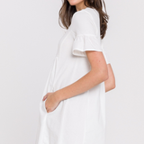 KNIT MIX MINI DRESS WITH POCKETS