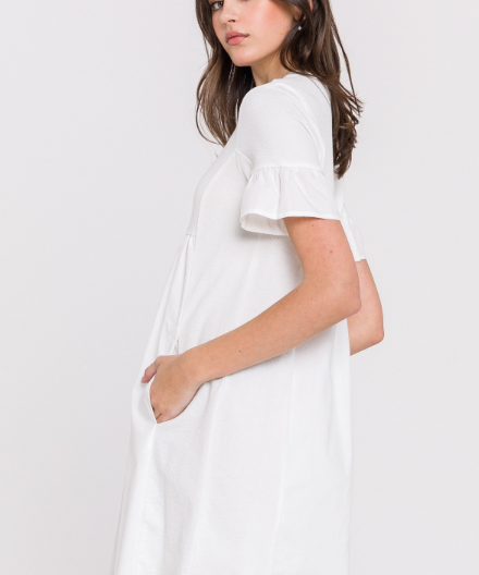 KNIT MIX MINI DRESS WITH POCKETS