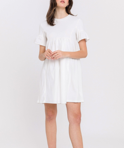 KNIT MIX MINI DRESS WITH POCKETS