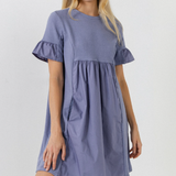 KNIT MIX MINI DRESS WITH POCKETS