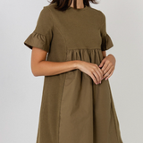 KNIT MIX MINI DRESS WITH POCKETS