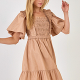 SMOCKED TOP MINI DRESS