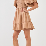 SMOCKED TOP MINI DRESS