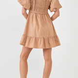SMOCKED TOP MINI DRESS