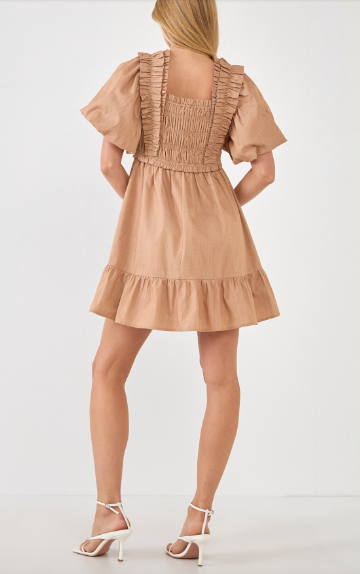 SMOCKED TOP MINI DRESS