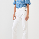PUFF SLV FLORAL CHAMBRAY TOP