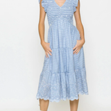 STRIPED EYELET DRESS