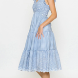 STRIPED EYELET DRESS