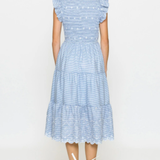 STRIPED EYELET DRESS
