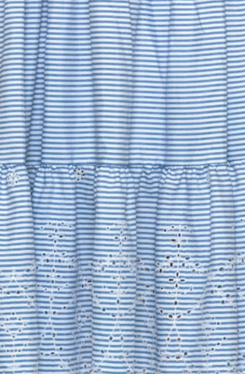 STRIPED EYELET DRESS