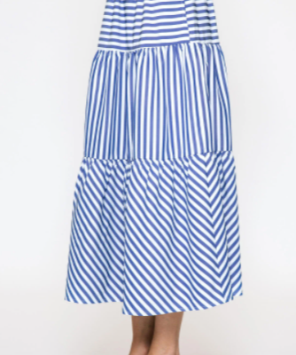 TIERED STRIPED MAXI SKIRT