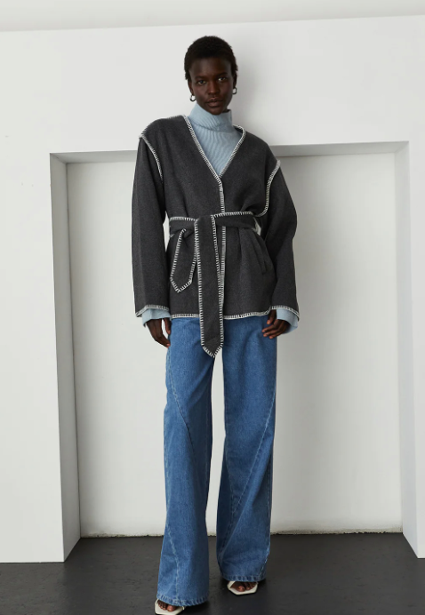 WOOL BLEND WRAP COAT