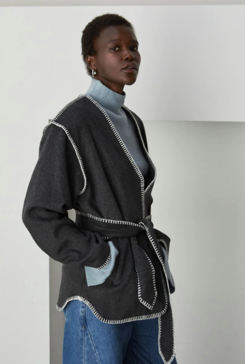 WOOL BLEND WRAP COAT