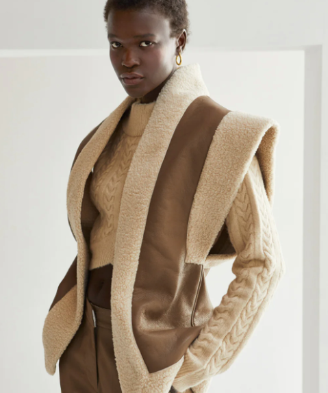 VEGAN LEATHER SHERPA VEST