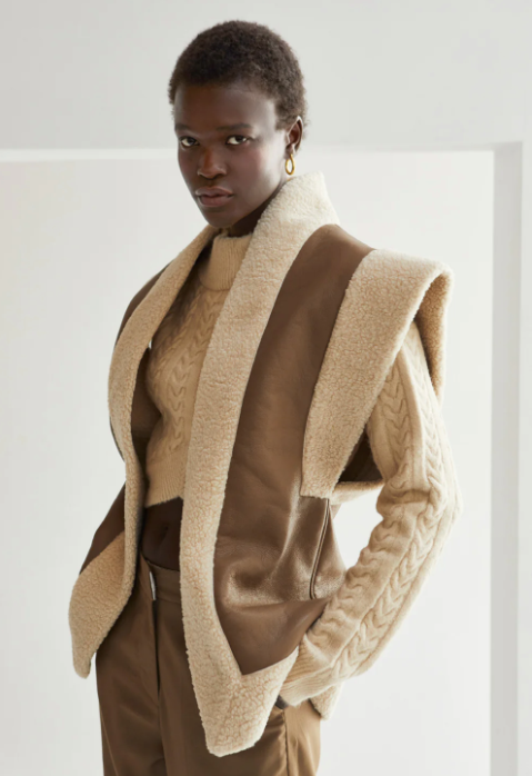 VEGAN LEATHER SHERPA VEST