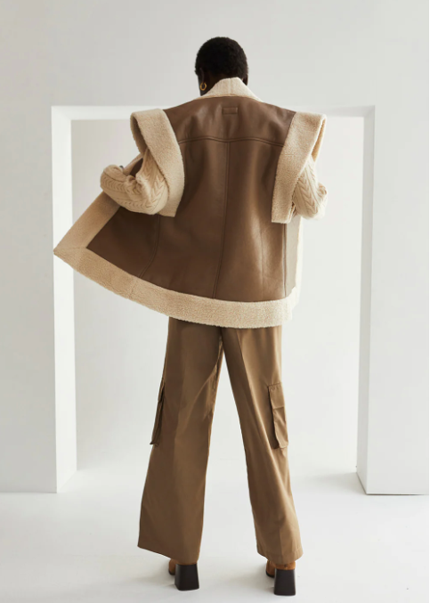 VEGAN LEATHER SHERPA VEST