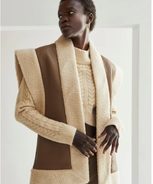 VEGAN LEATHER SHERPA VEST