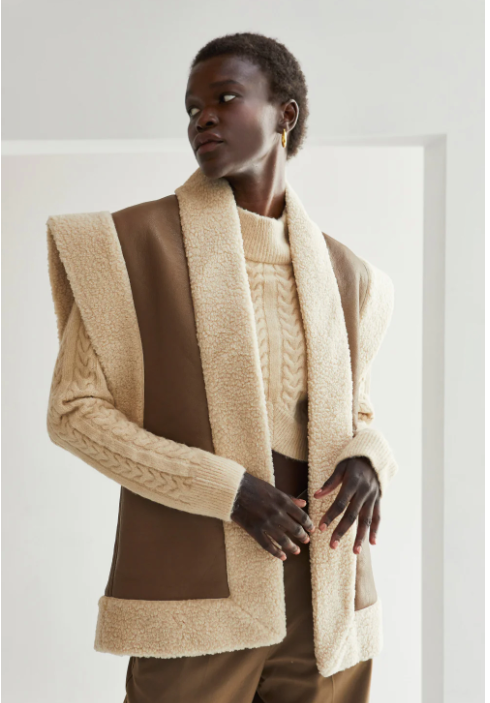 VEGAN LEATHER SHERPA VEST