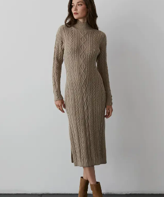 CABLE KNIT MIDI DRESS