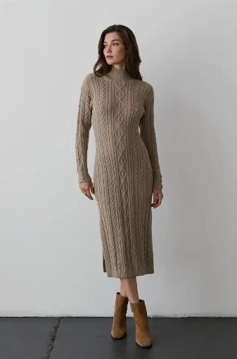 CABLE KNIT MIDI DRESS