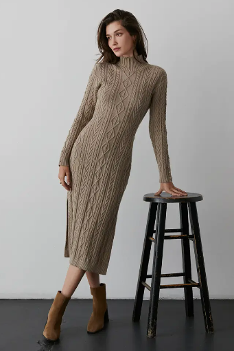 CABLE KNIT MIDI DRESS