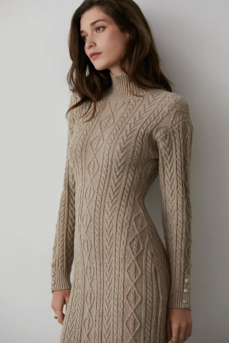CABLE KNIT MIDI DRESS