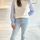 STRIPE SLEEVE KNIT SWEATER