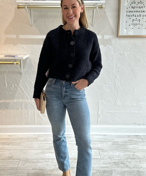 LG BUTTON CROP SWEATER