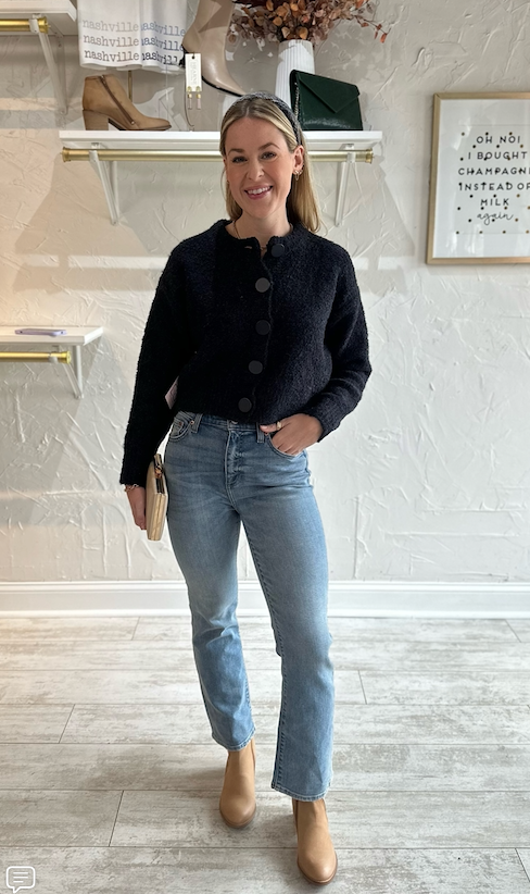 LG BUTTON CROP SWEATER
