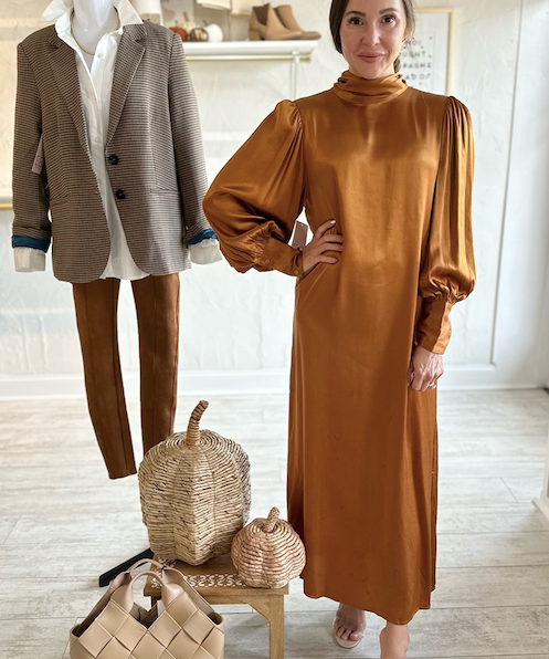 L/S TIE NECK MAXI