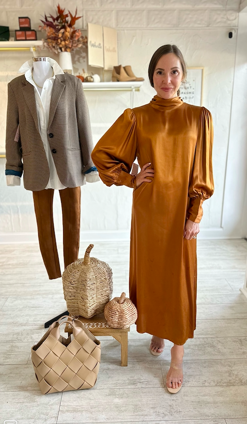 L/S TIE NECK MAXI
