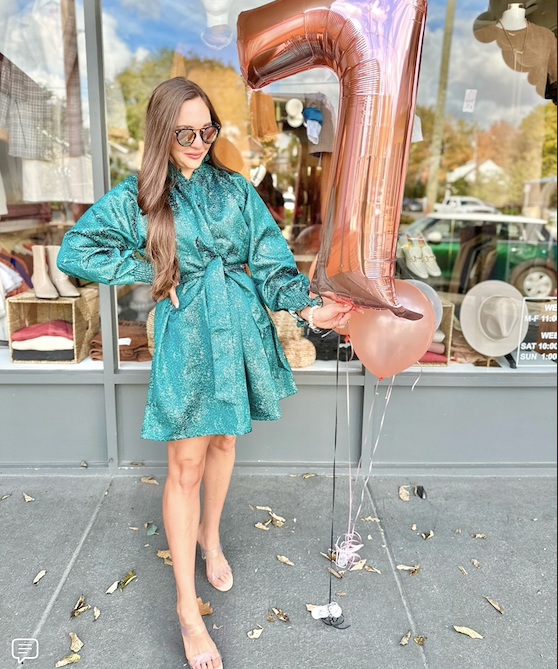 LSLV SMOCKING NECK BELTED WAIST DRESS