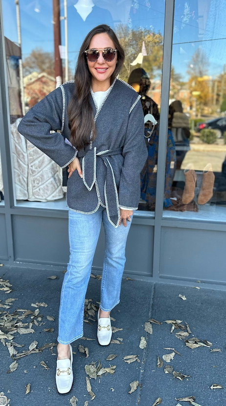 WOOL BLEND WRAP COAT