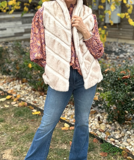 FAUX FUR OPEN FRONT VEST