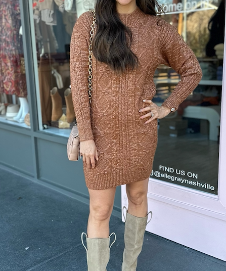 CHUNKY CABLE KNIT SWEATER DRESS