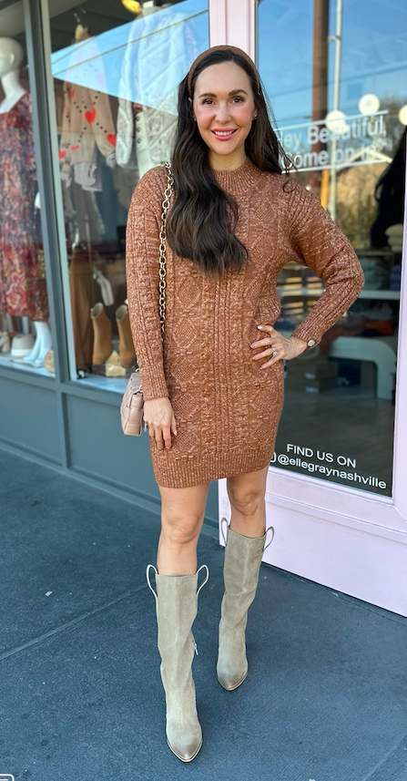 CHUNKY CABLE KNIT SWEATER DRESS