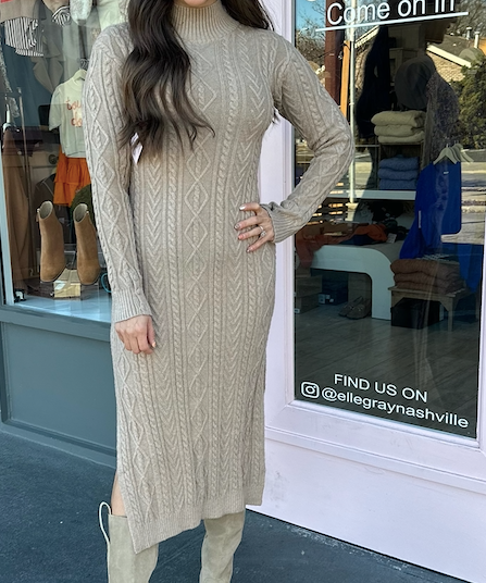 CABLE KNIT MIDI DRESS