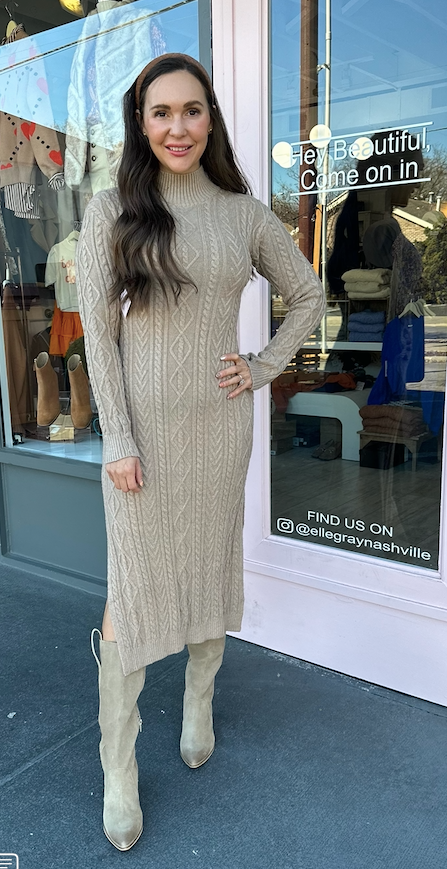 CABLE KNIT MIDI DRESS