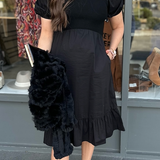 MIXED MEDIA KNIT MIDI DRESS
