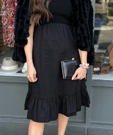 MIXED MEDIA KNIT MIDI DRESS