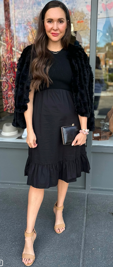 MIXED MEDIA KNIT MIDI DRESS