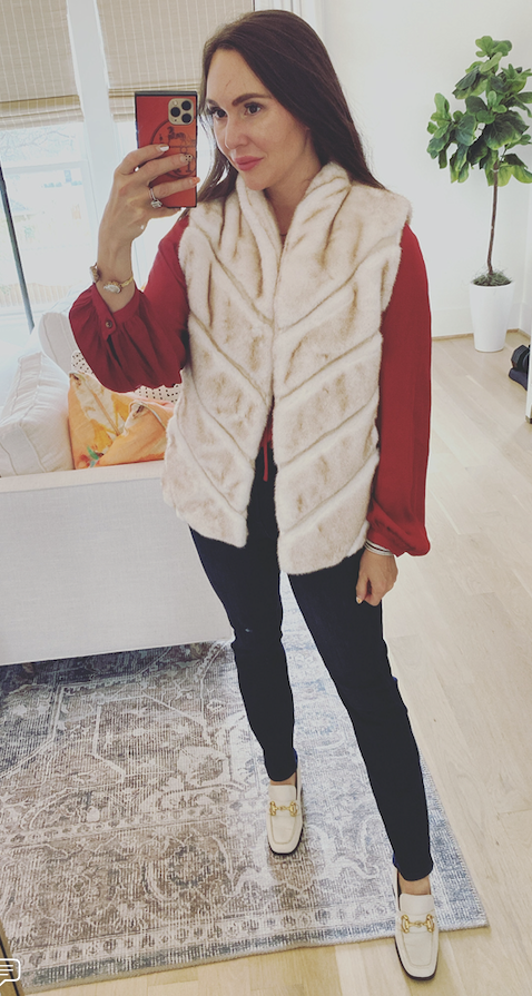 FAUX FUR OPEN FRONT VEST