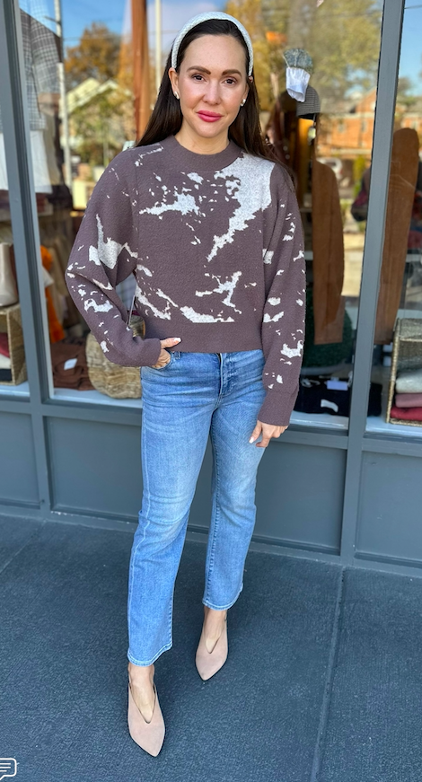 CARRARA MARBLE PRINT SWEATER