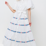 POPLIN TRIMMED MIDI DRESS
