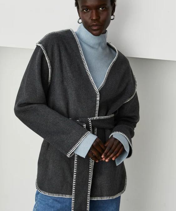 WOOL BLEND WRAP COAT